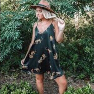 Peach Love California Skull Cactus Print Dress S